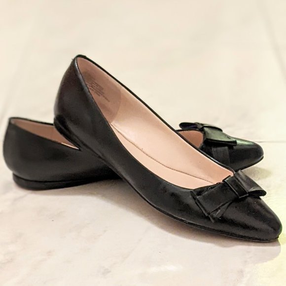 Nine West Black Leather Bowtie Flats (women, size 6) - Picture 1 of 5